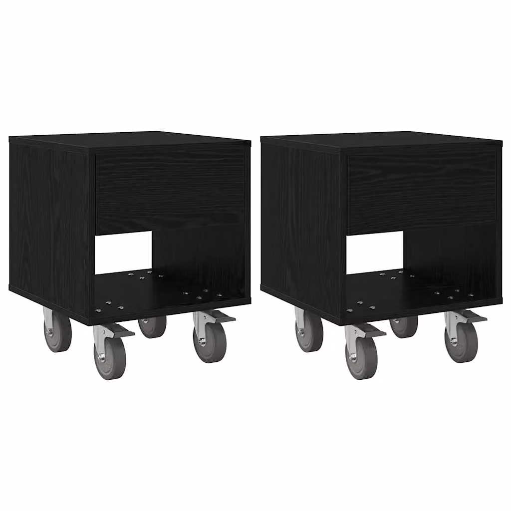 Set di 2 comodini moderni vidaXL in legno nero L/P/H: 40,5 x 40 x 48 cm – 2