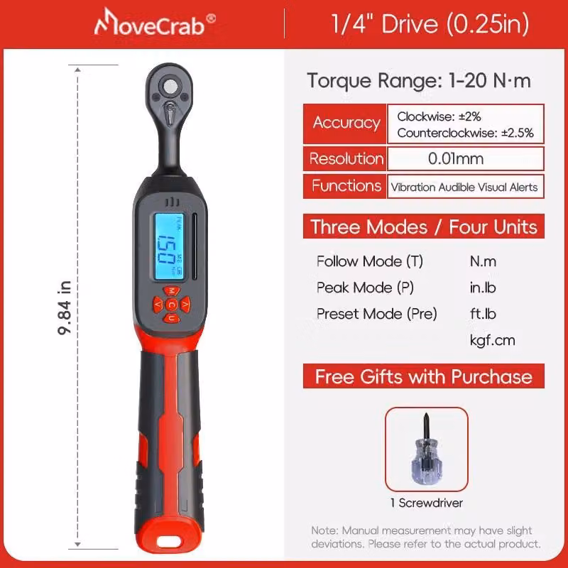 Chiave dinamometrica, gamma 0,6-85Nm, precisione ±2%, 1-20N.m(rosso)