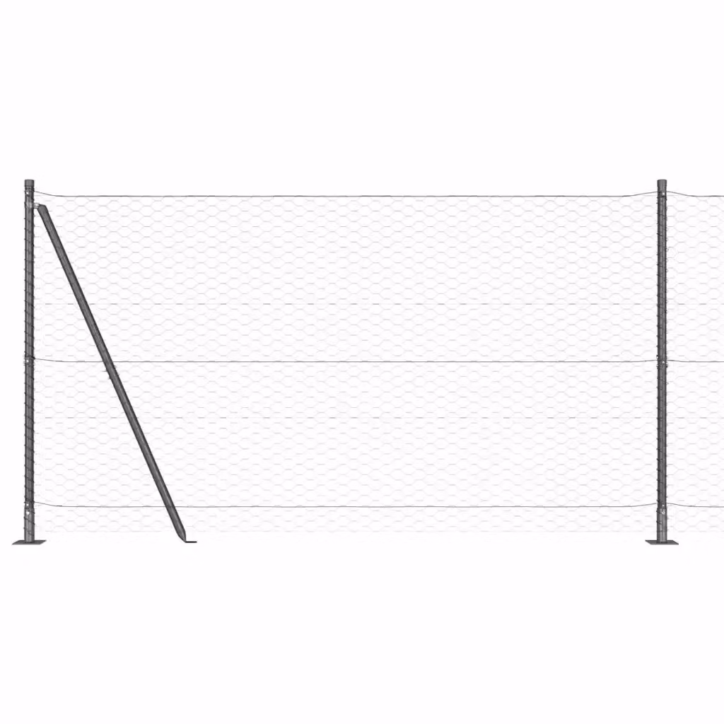 Recinzione esagonale vidaXL in acciaio rivestito in PVC con base in cemento, Grigio, L: 27 m, H: 1,4 m – 2
