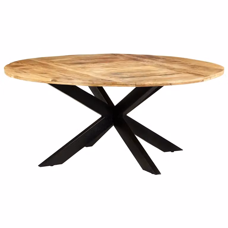 vidaXL Tavolo da Pranzo Rotondo Moderno in Legno di Mango e Metallo, Marrone, Diametro: 175 cm