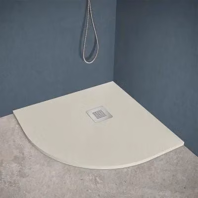 Piatto doccia semicircolare Inbagno beige in mineral cast riducibile su misura L/P: 100 x 100 cm – 1