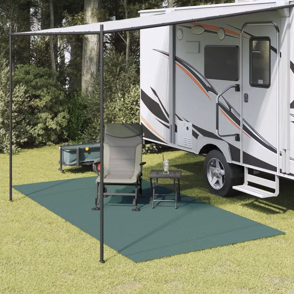 vidaXL Tappeto da tenda verde moderno in poliestere e PVC, L 400 cm x P 200 cm
