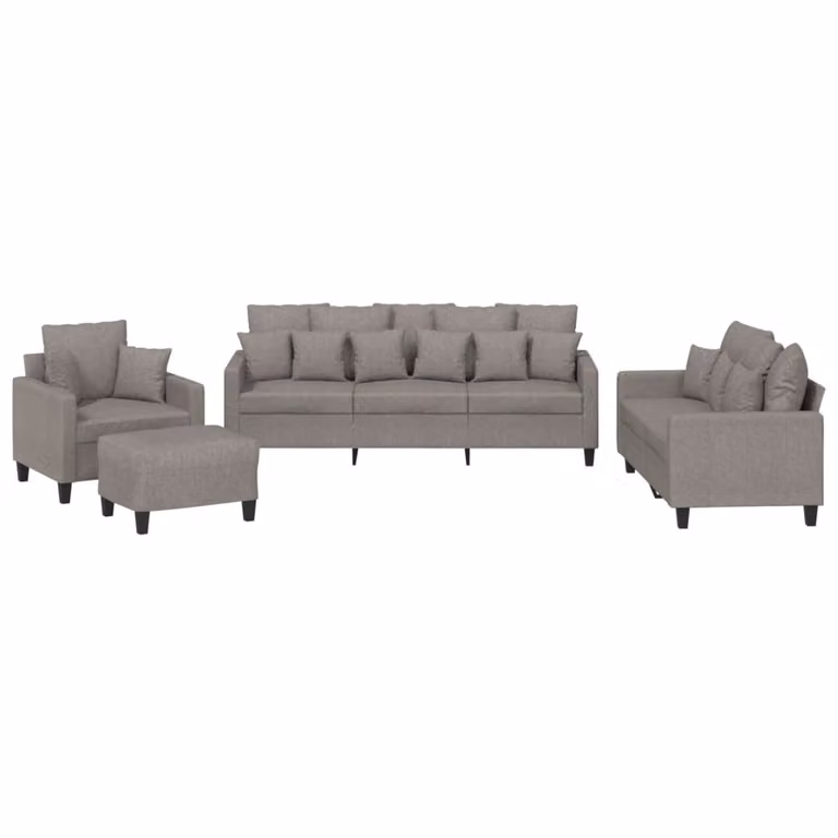 Set Divani 4 pz con Cuscini Tortora in Tessuto