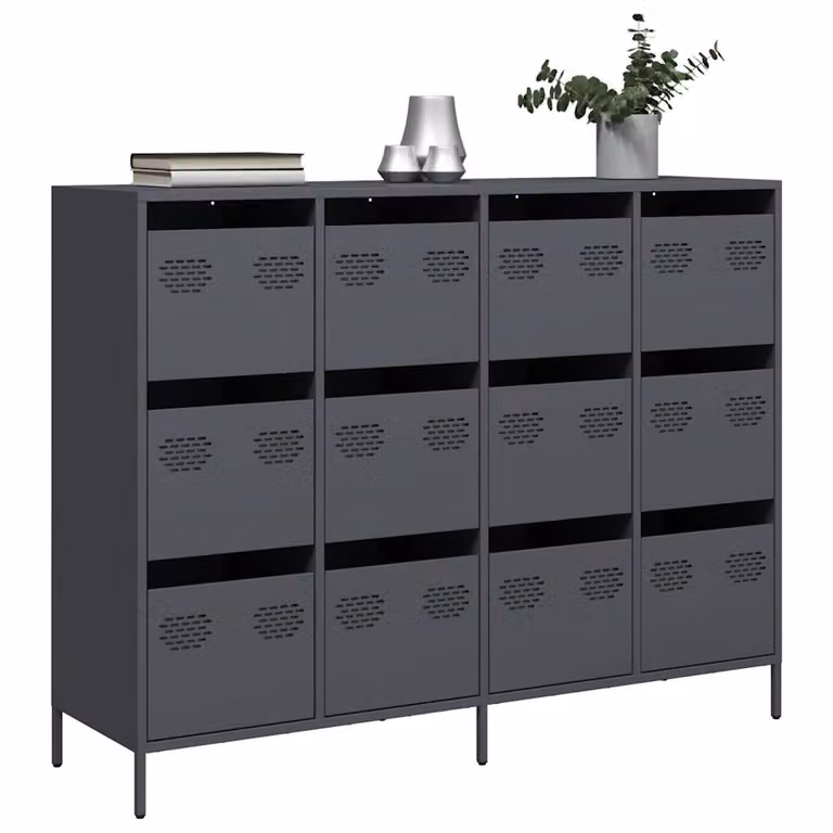 Credenza moderna vidaXL in metallo color antracite L: 135 cm, P: 39 cm, H: 103,5 cm