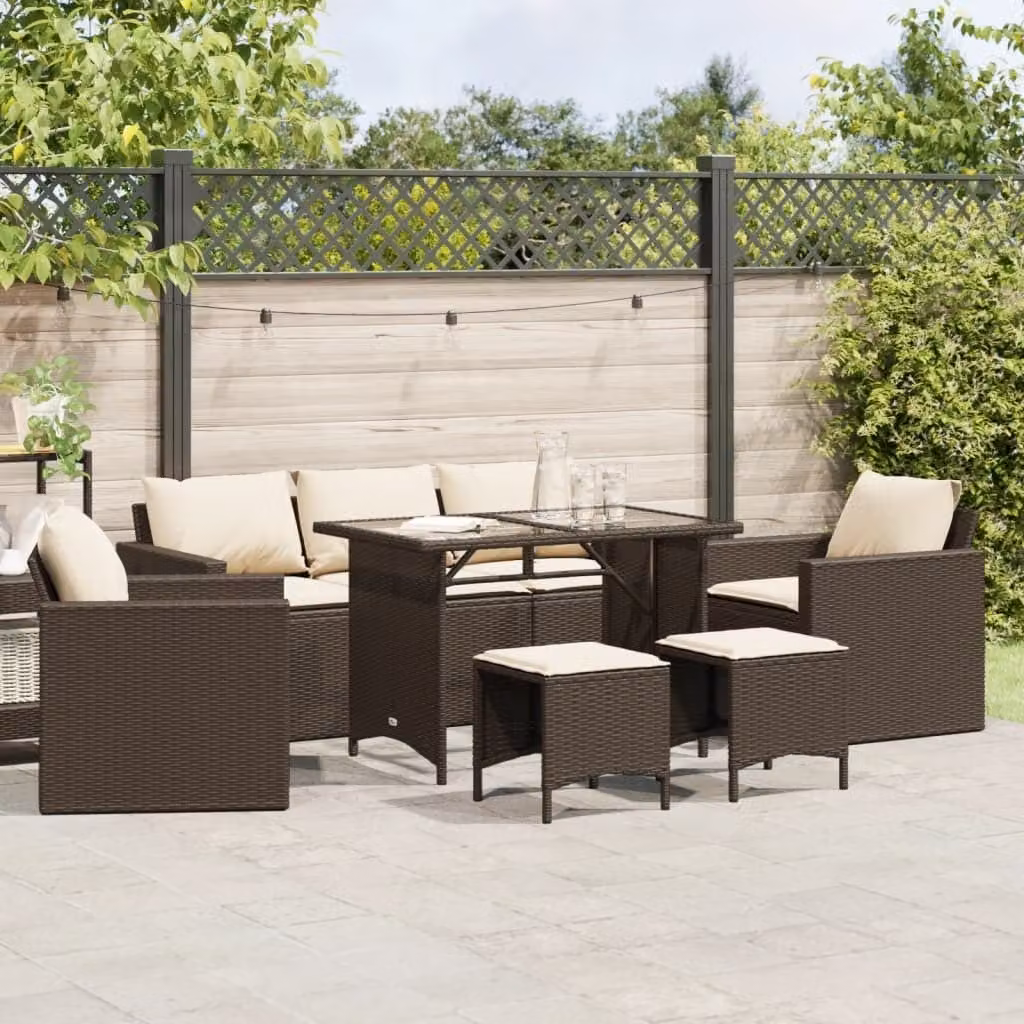 Maison Exclusive - Set Divano da Giardino 6 pz con Cuscini Marrone in Polyrattan