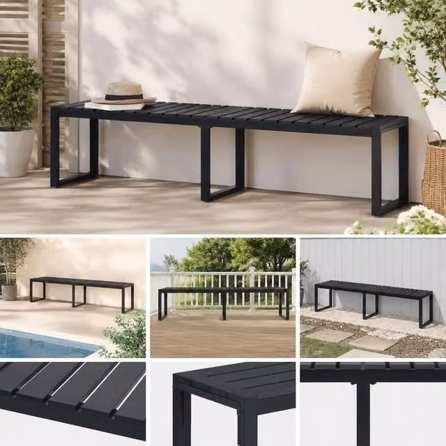 Garden Bench 180 Cm PS Board Black