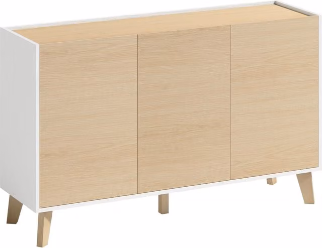 Credenza Buffet GIORDANOSHOP in MDF Stile Scandinavo con Ante Soft-Close, Colore Bianco e Marrone, L 120 x P 35 x H 73,5 cm
