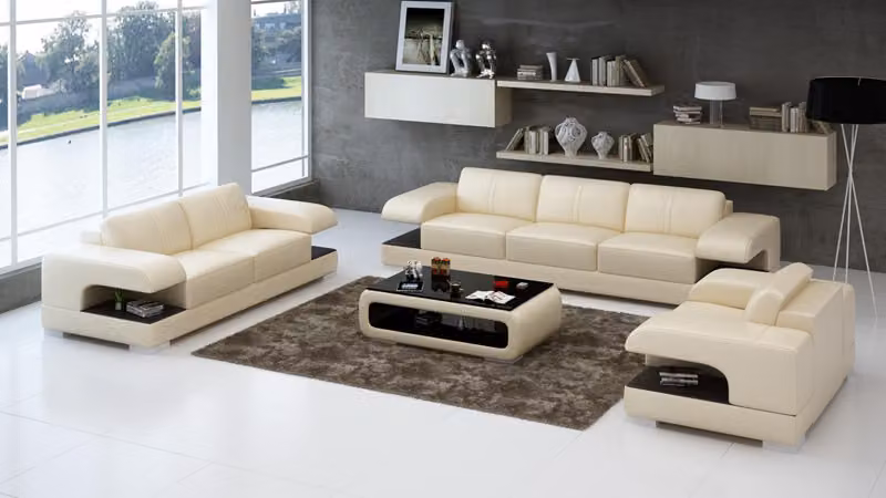 Ledersofa Couch Wohnlandschaft 3+2+1 Sofagarnitur Design Modern Sofa G8028D