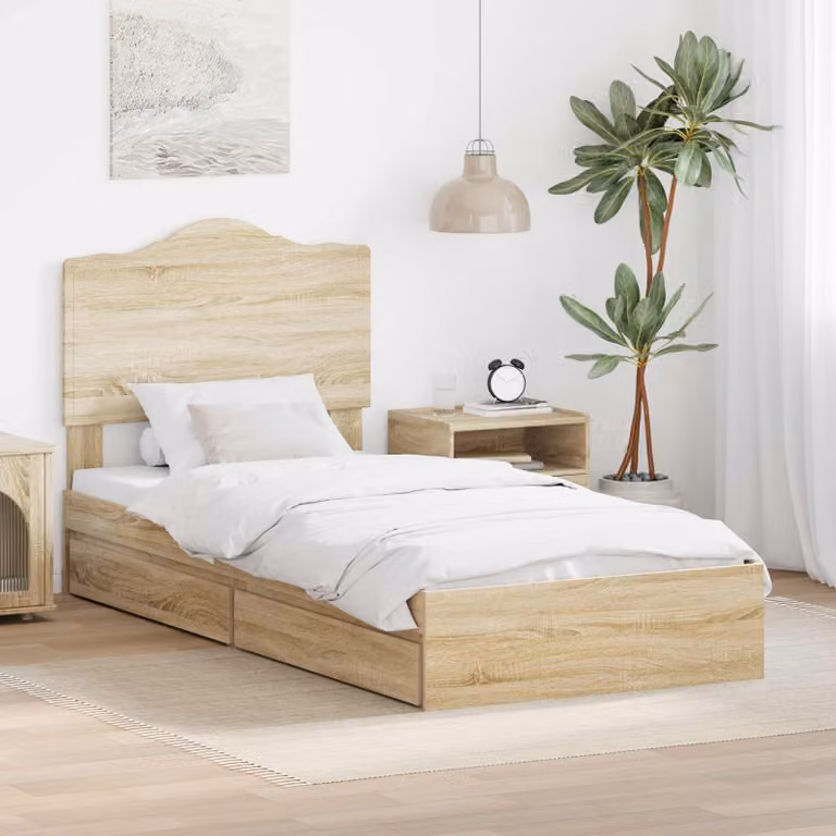 Letto con contenitore e cassetto vidaXL in legno Rovere Sonoma marrone L: 190 cm, H: 78 cm, P: 196 cm