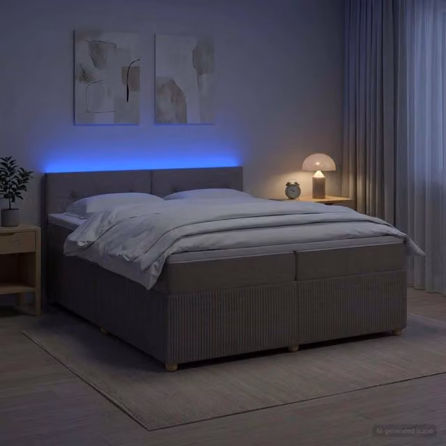 Letto box spring ibrido vidaXL con materasso a molle insacchettate e base contenitore, colore grigio o beige, L/P/H: 200 x 200 x 100,5 cm