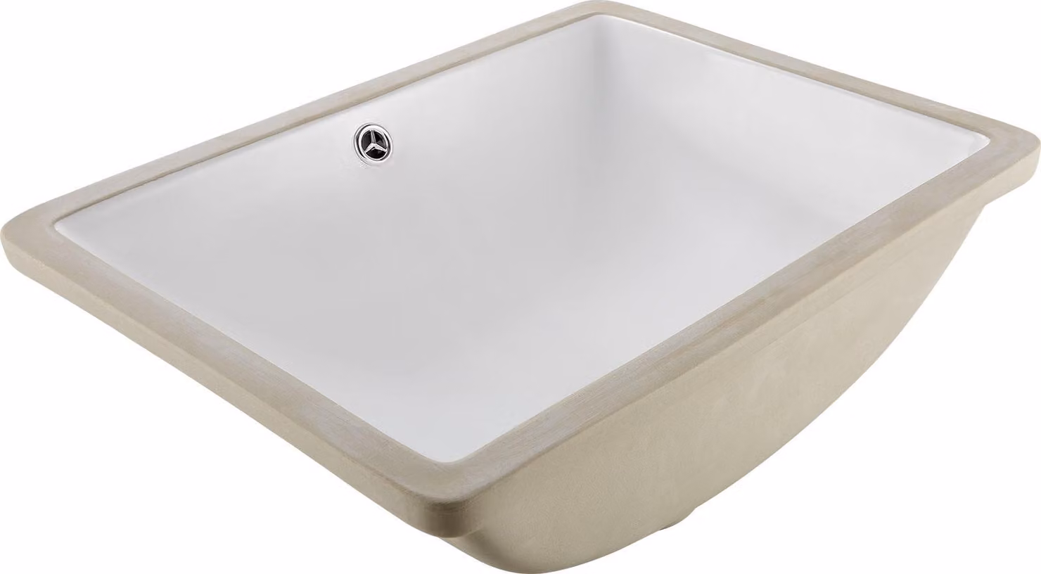 Lavabo sottopiano / Lavandino sottopiano - Bacino rettangolare in Vetroceramica - Dimensioni 51,5 x 38,5 cm - Con troppopieno - Salvaspazio - Per bagno e WC ospiti - Bianco