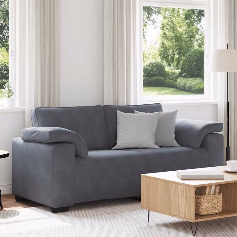Divanetto moderno vidaXL in velluto grigio con cuscini inclusi L: 180 cm, P: 77 cm, H: 82 cm
