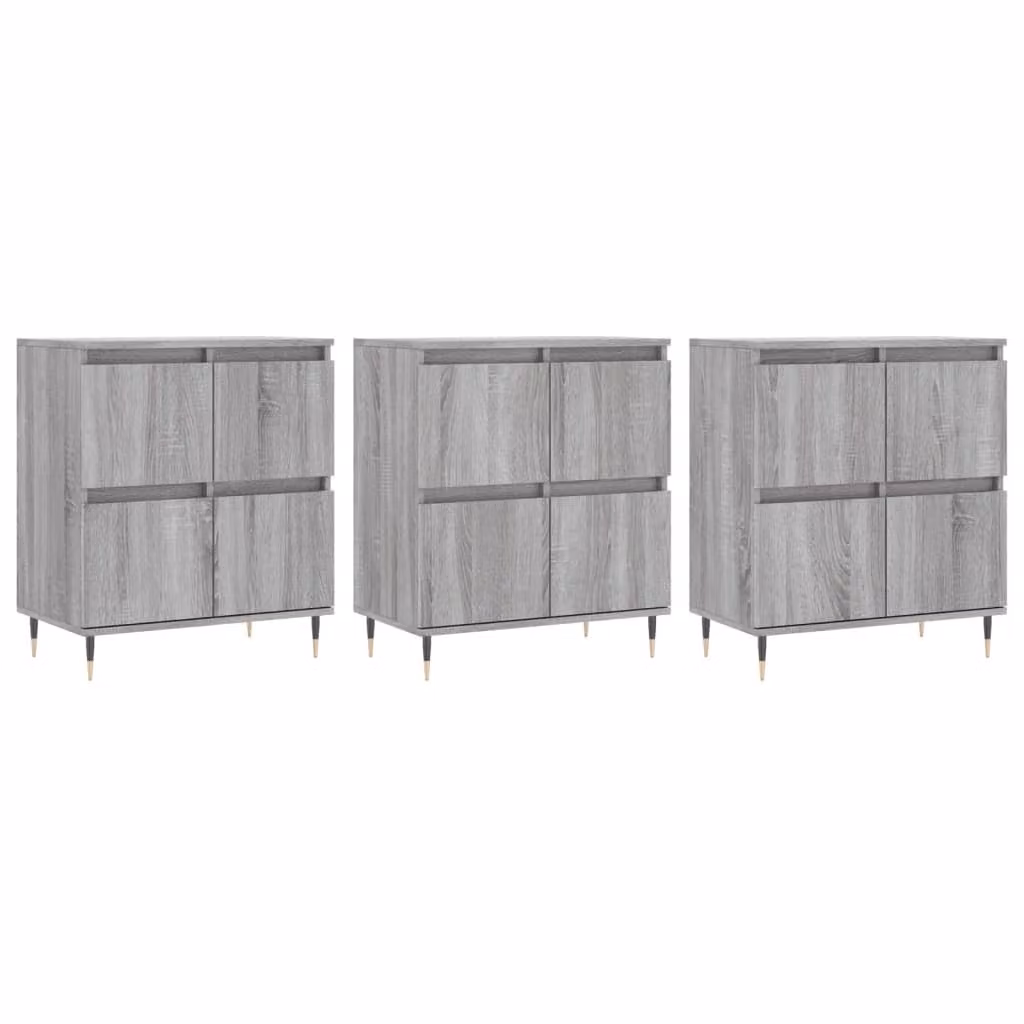 Credenze 3 pz Grigio Sonoma in Legno Multistrato