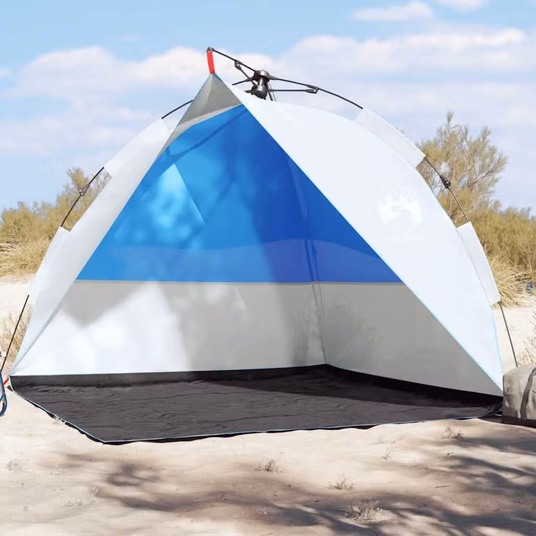 Tenda da spiaggia vidaXL impermeabile con rilascio rapido, blu, L/P/H: 205 x 200 x 115 cm
