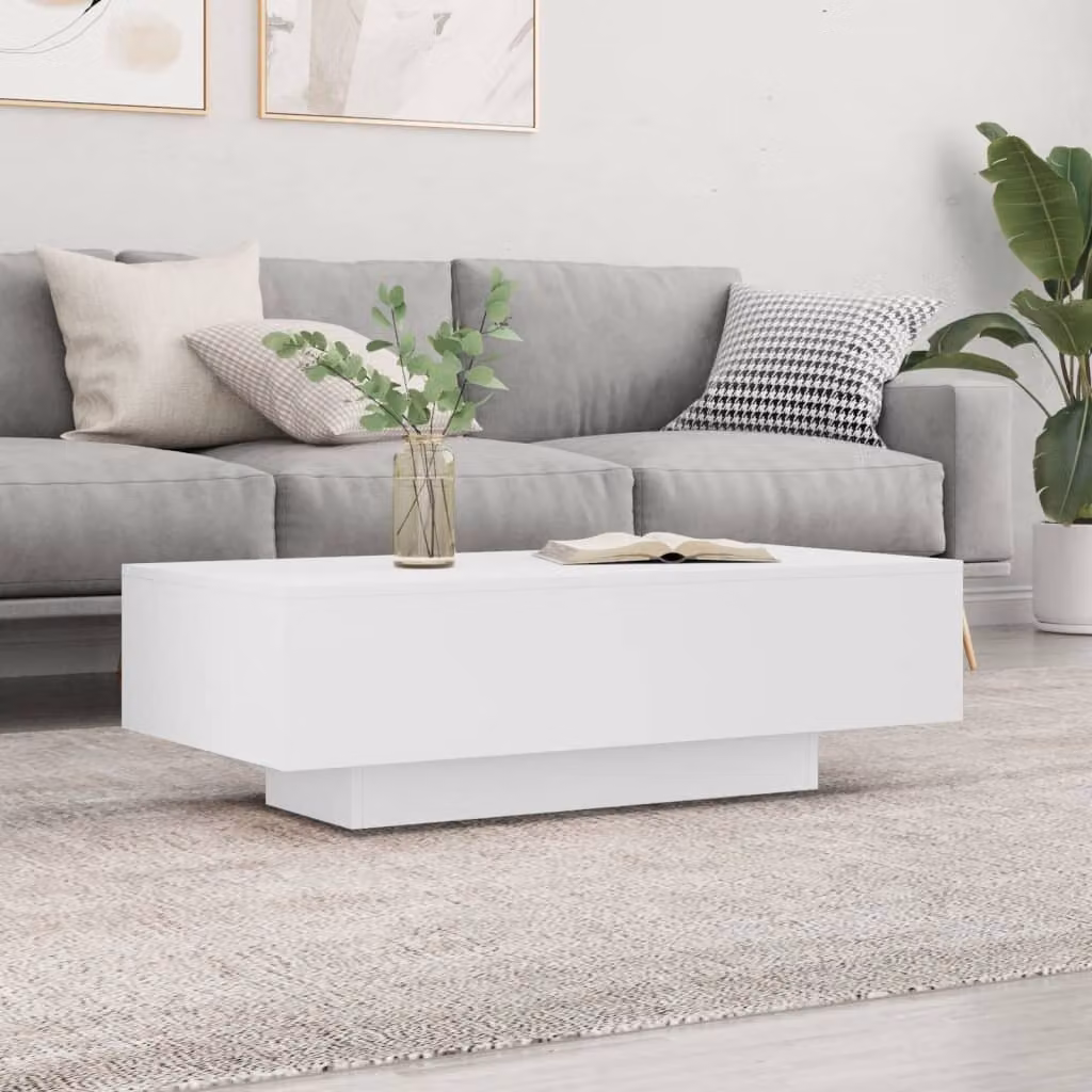 Tavolino The Living Store bianco 100x49,5x31 cm in materiale ligneo