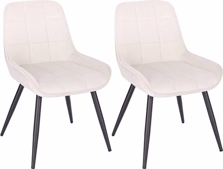 WOLTU set di 2 sedie da pranzo imbottite sedia d'accento in velluto con schienale bianco crema