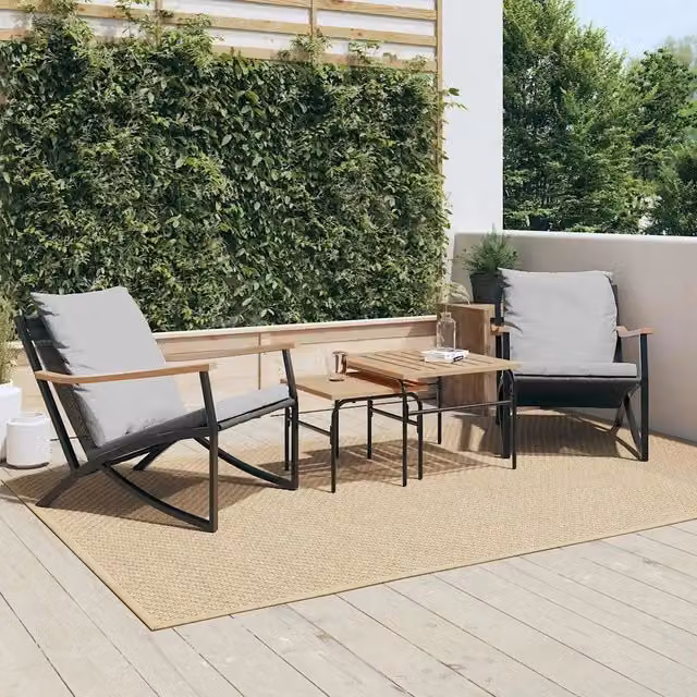 Sedie da Giardino con Cuscini 2pz Nere in Acciaio 4009304
