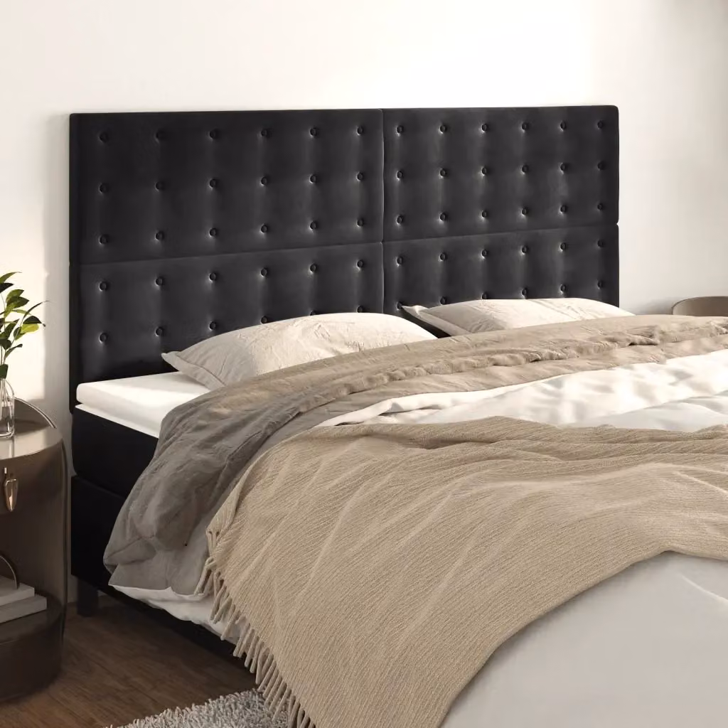 Testiera classica in velluto nero L: 200 cm, P: 5 cm, H: 118/128 cm – 2