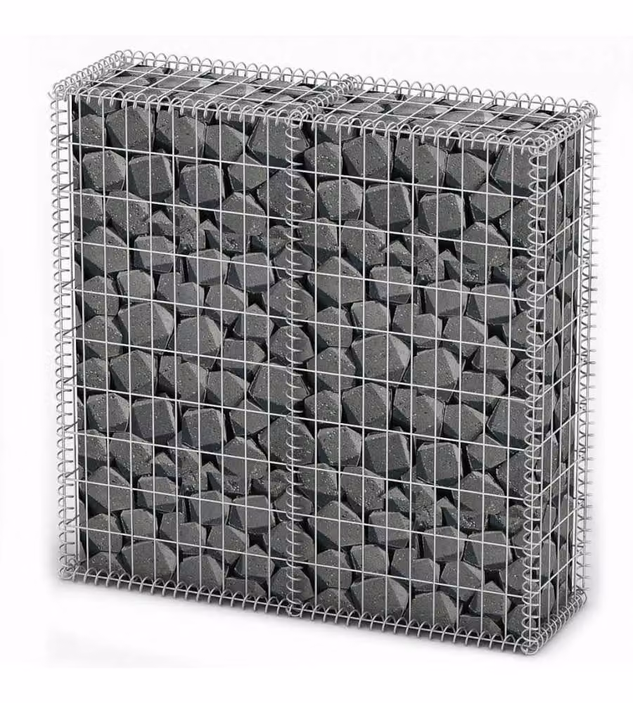 Cesto Gabbione con Coperchio in Acciaio Zincato vidaXL, Grigio, L 100 x P 100 x H 30 cm – 2