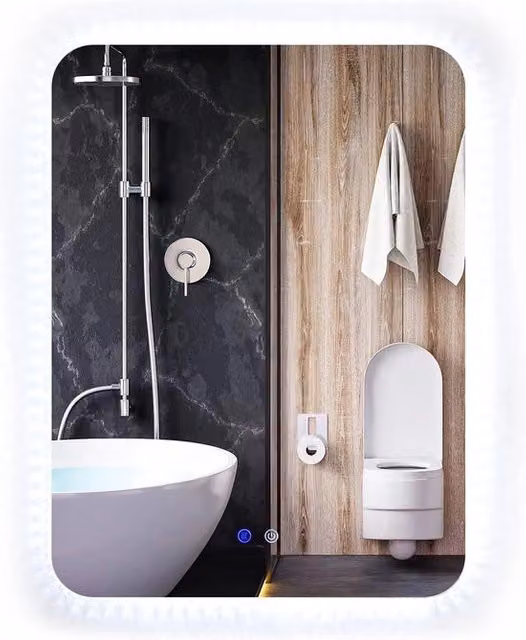 Specchio Bagno con Illuminazione LED, 80 x 60 cm Specchio da Parete senza Braccio con Illuminazione Dimmerabile a 3 Temperaturi di Colore, Anti-Mist e Funzione di Ricordo, Specchio Illuminato Verticale o Orizzontale