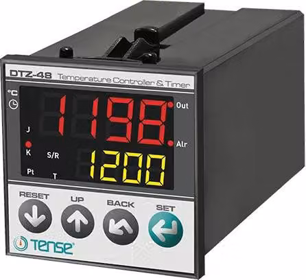 Controllore di temperatura PID a microprocessore con timer per montaggio a pannello 1750°C 48 mm x 48 mm
