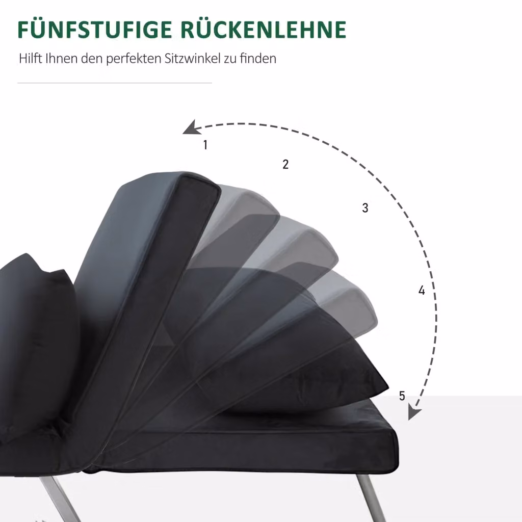 Divano letto reclinabile REDOM in poliestere nero L: 65 cm, P: 69 cm, H: 80 cm – 2