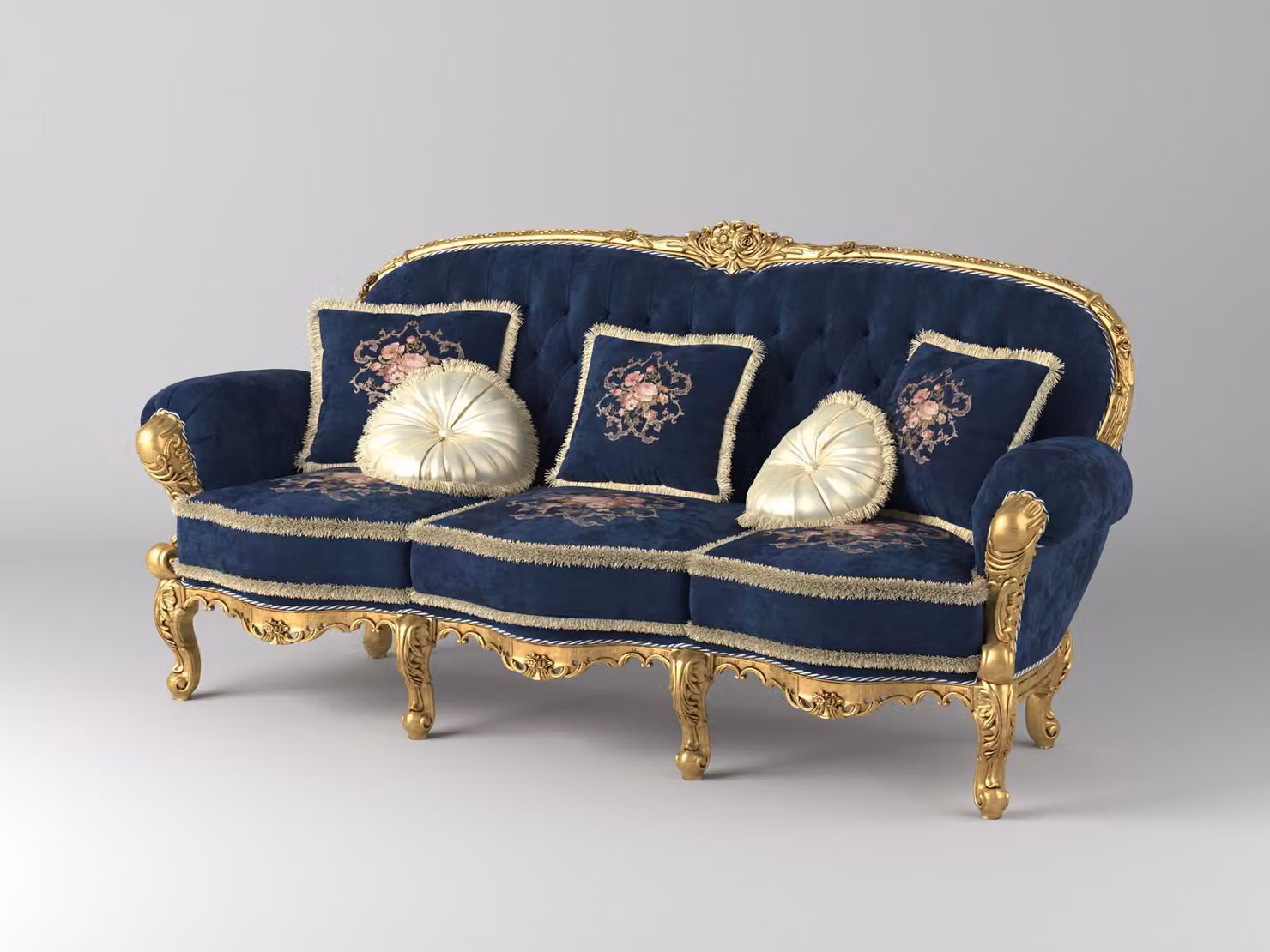 Chesterfield Klassischer Dreisitzer Sofa Wohnlandschaft Textil Sofas 3 Sitz