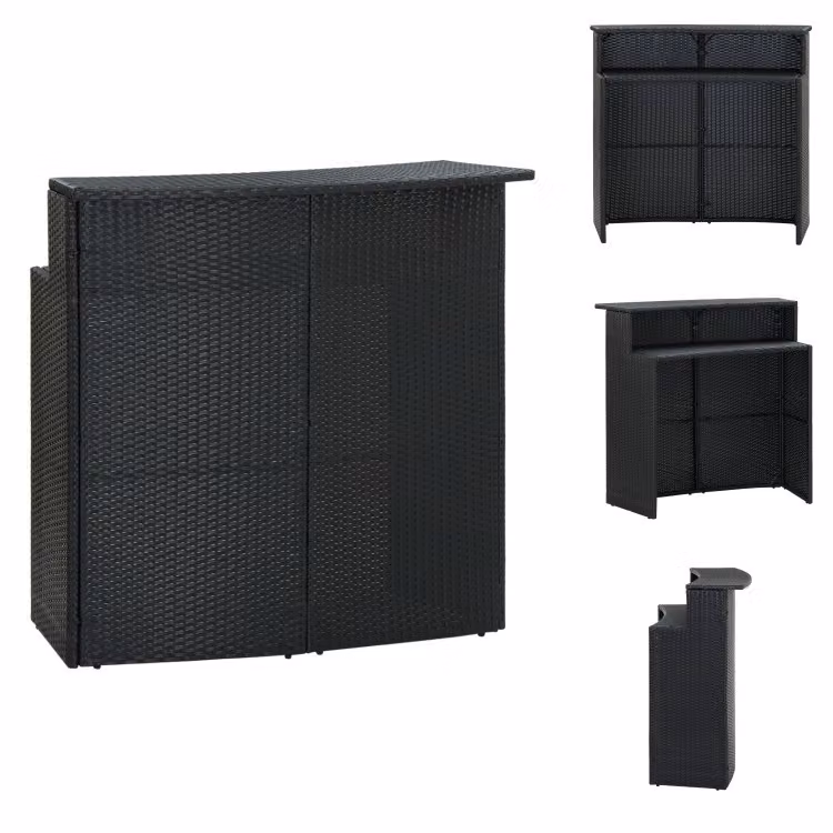 vidaXL Tavolo bar da giardino nero 120x55x110 cm in poly rattan - Tavoli da giardino