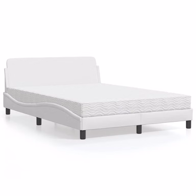 Letto con Materasso Dover vidaXL Bianco in Similpelle, L/P: 120 x 200 cm