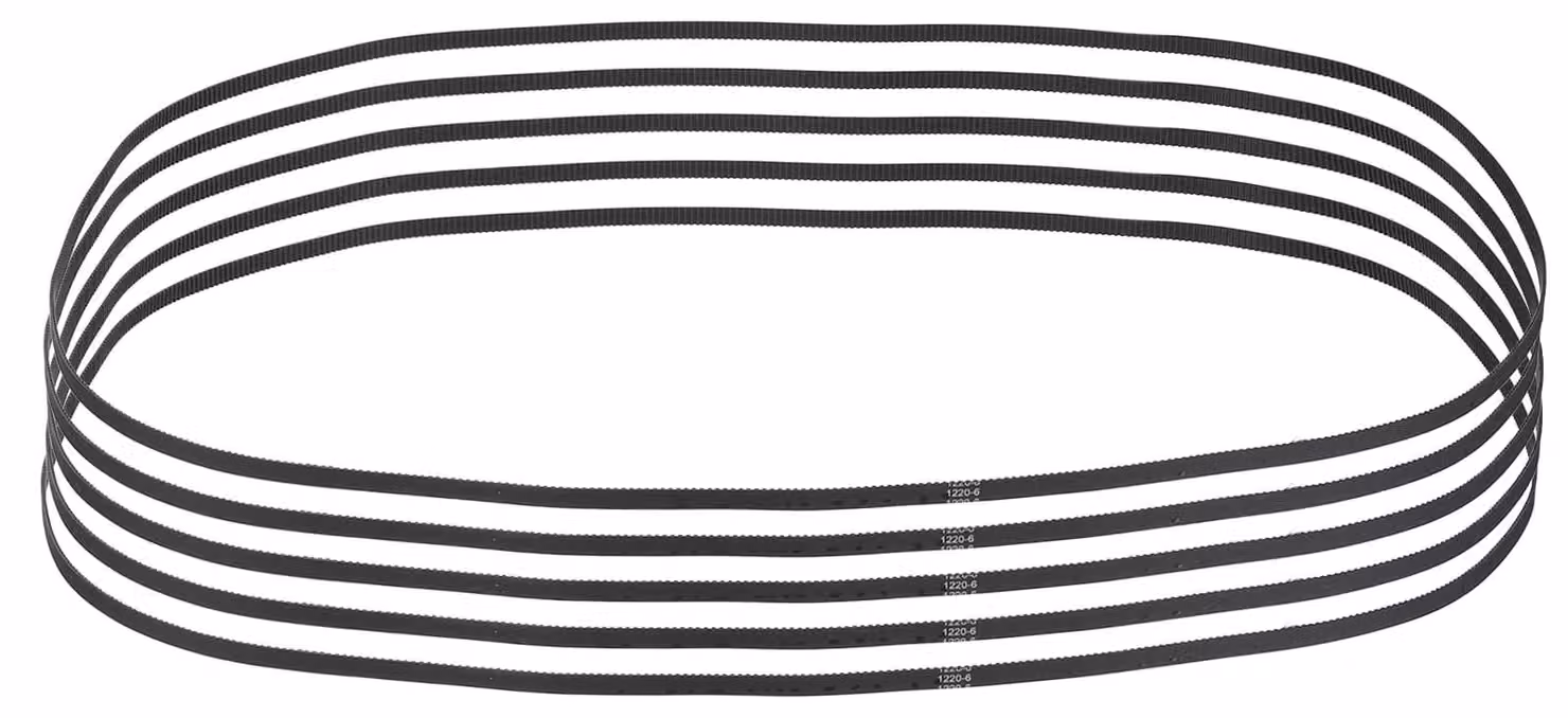 Cinghia di distribuzione GT-2, lunghezza 1220 mm, confezione da 5 pezzi, larghezza 6 mm, passo 2 mm, gomma nera