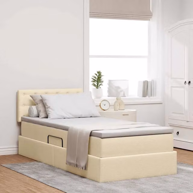 Letto con contenitore e materasso vidaXL in velluto beige L/P/H: 190 x 90 x 40 cm