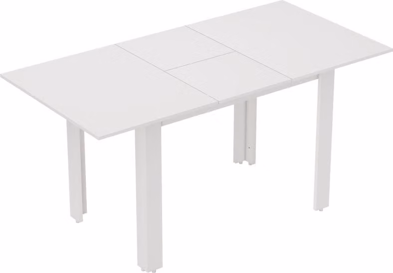 Moonbite Tavolo allungabile 120–160 x 80 cm, meccanismo a farfalla, per 4-6 persone, superficie lucida, piano in MDF, bianco