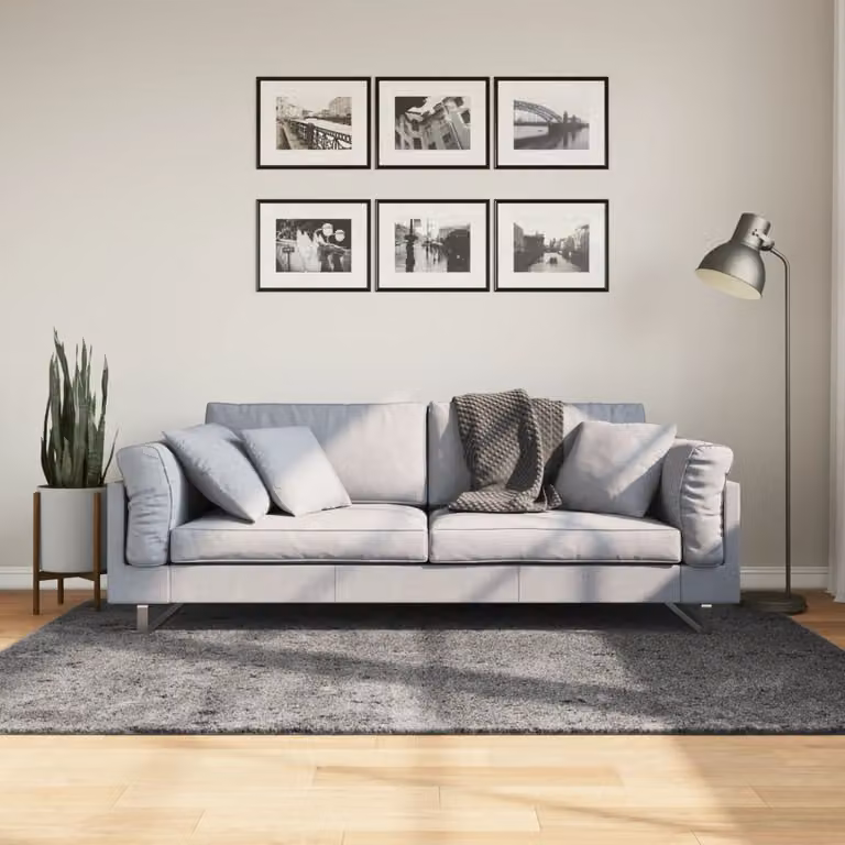 Tappeto a pelo corto vidaXL HUARTE Antracite, Lavabile e Antiscivolo, L: 140 cm x P: 200 cm