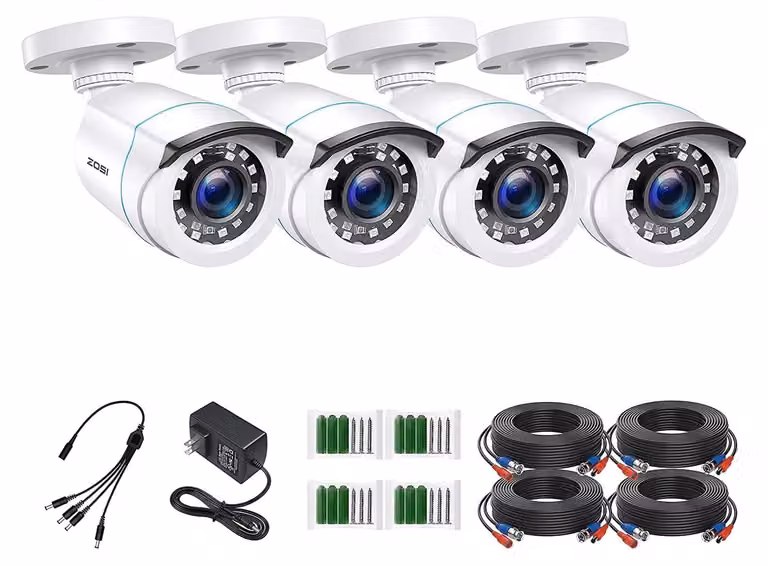 Telecamera di sicurezza, risoluzione 1080P HD, visione notturna fino a 24 metri, confezione da 4
