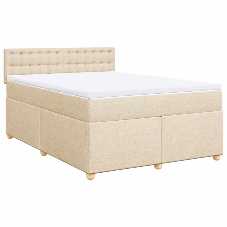 Giroletto a Molle con Materasso Crema 160x200 cm in Tessuto