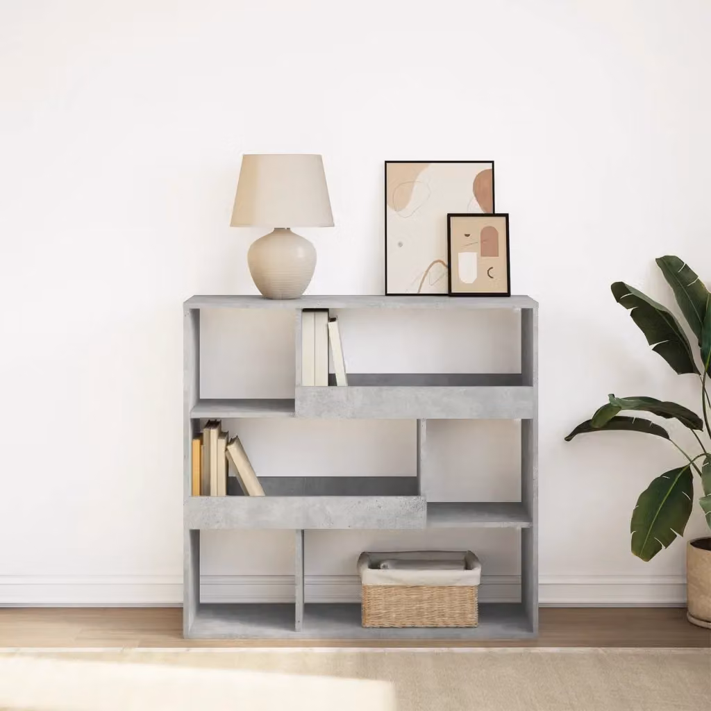 Libreria/Divisorio vidaXL Grigio Cemento L: 100 cm, P: 33 cm, H: 94,5 cm