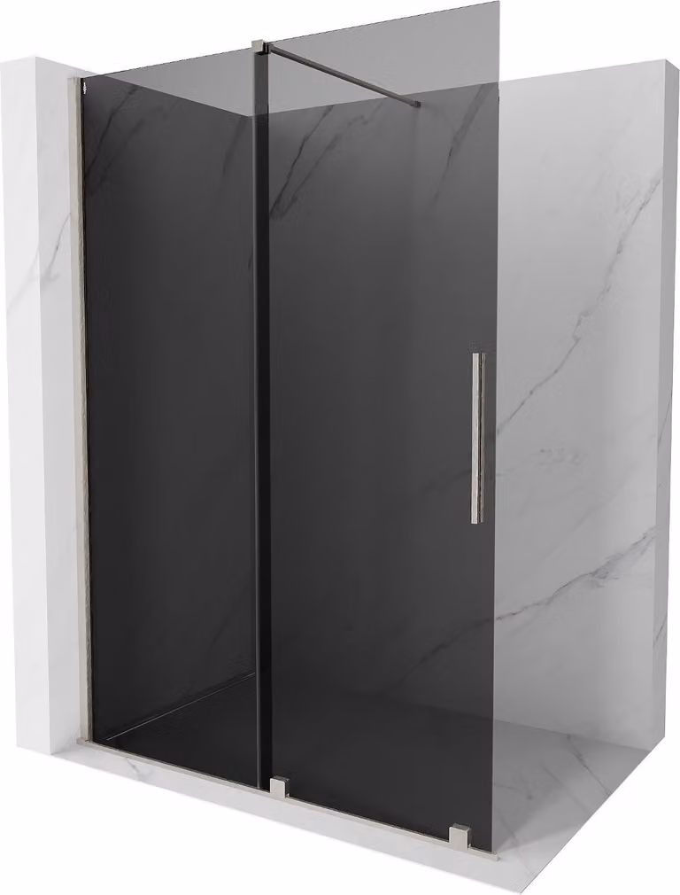 Mexen Velar parete doccia scorrevole Walk-in 160 x 200 cm, grafite 8 mm, nichel spazzolato - 871-160-000-43-97