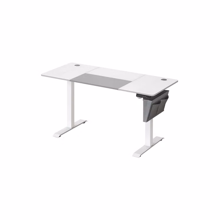 Scrivania Elettrica Regolabile in Altezza, Bianco Classico + Grigio Tortora / 60 x 140 x (72-120) cm