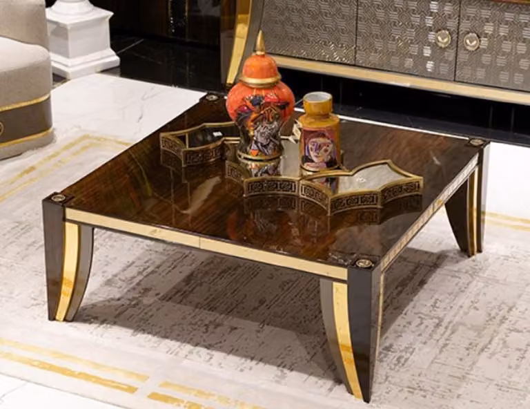 Casa Padrino Tavolino marrone / oro - Tavolino da salotto e da hotel - Mobili da salotto e da hotel - Qualità lusso
