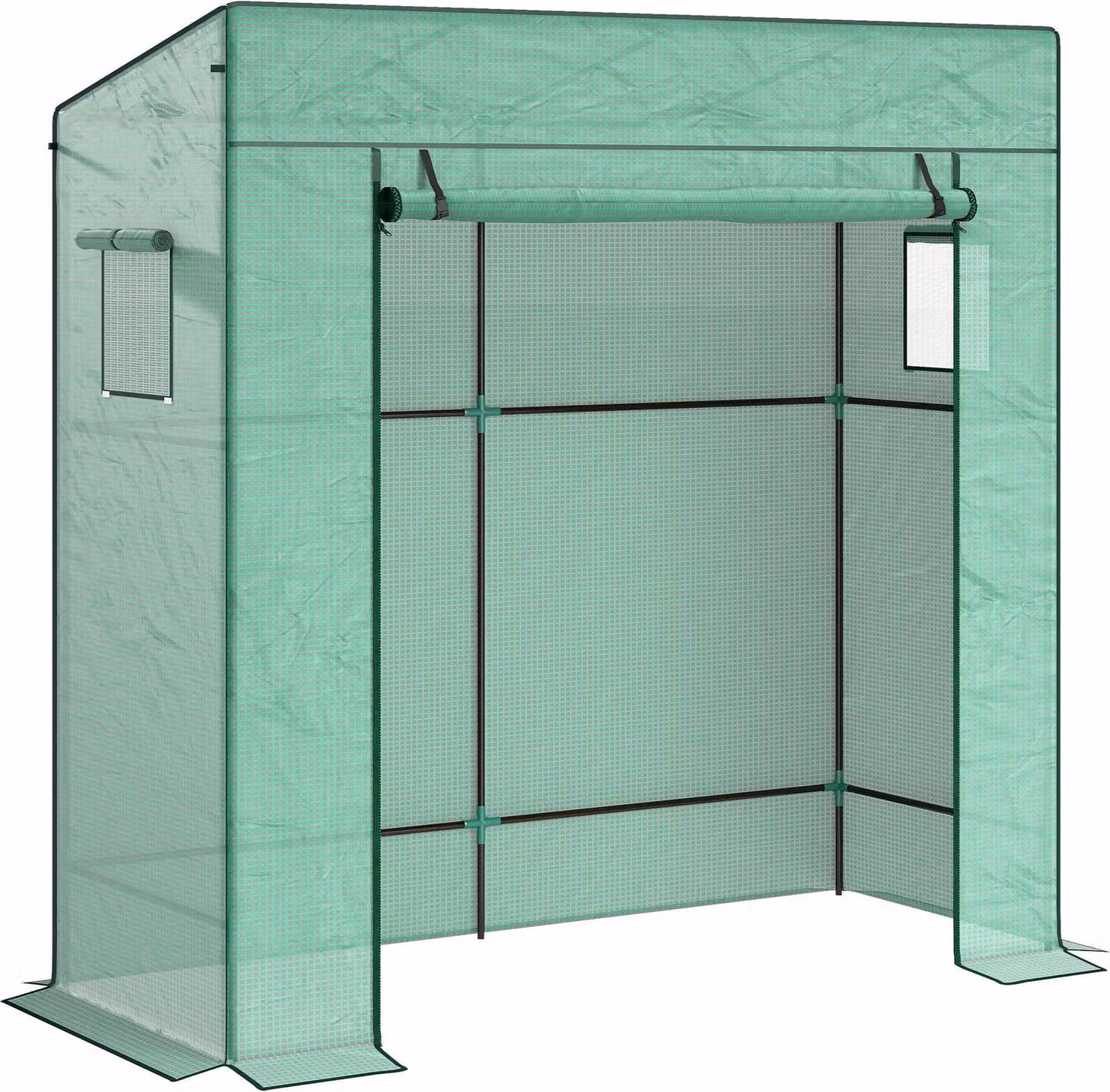 Serra per pomodori con porta avvolgibile, finestre in rete, 196x77x197 cm