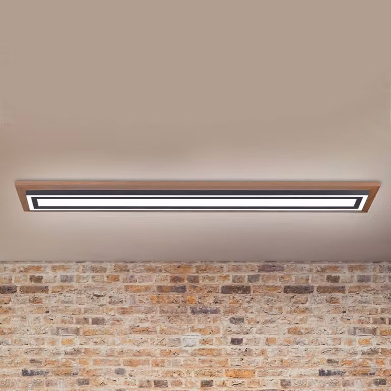 Paul Neuhaus Plafoniera a LED Palma, dimmerabile, Legno scuro, Soggiorno / Sala da pranzo, Alluminio, Plafoniera LED