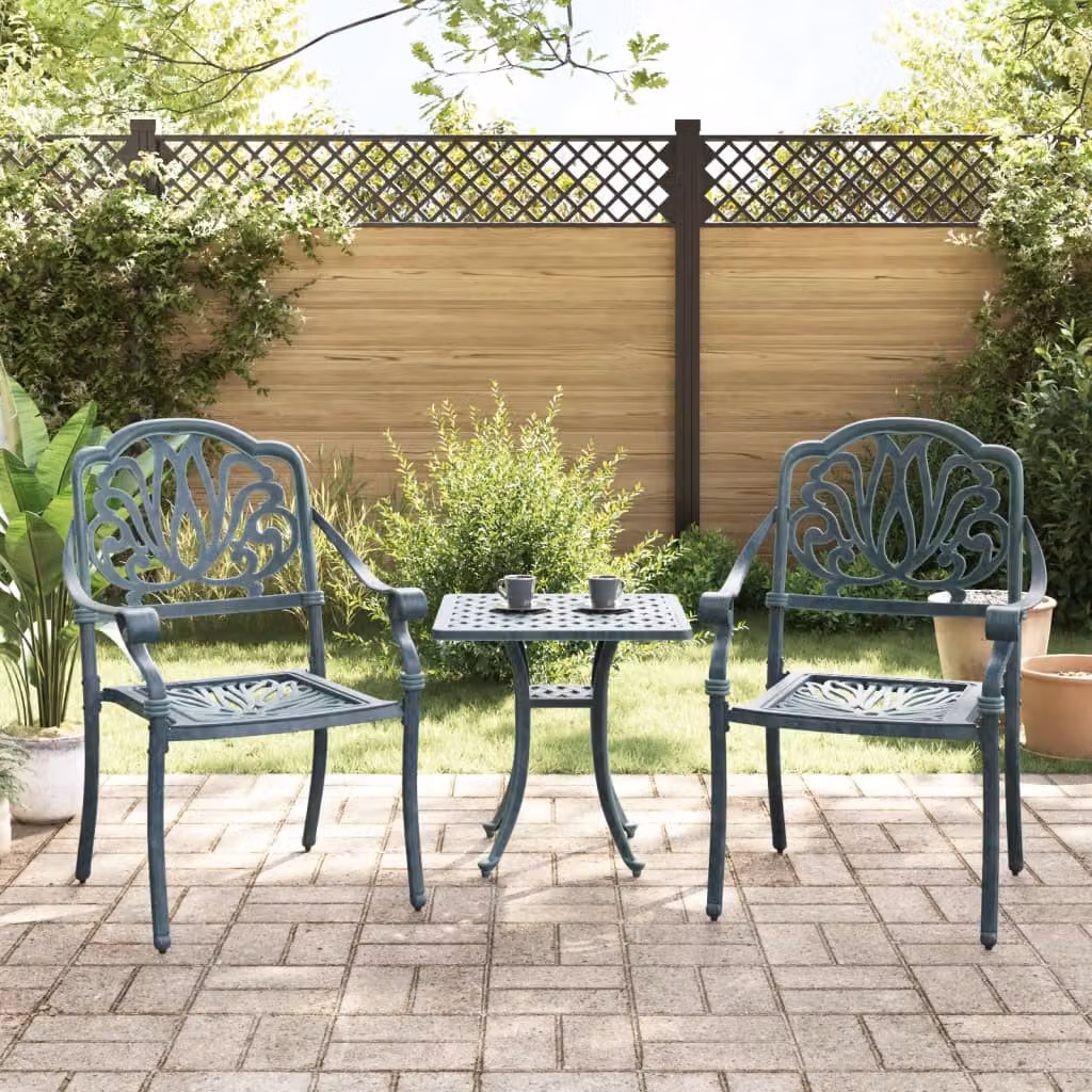 vidaXL Sedie da Giardino 2 pz Verdi in Alluminio Pressofuso