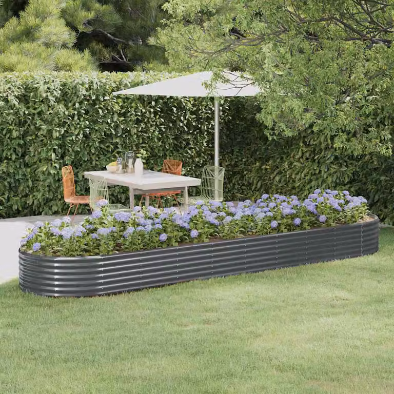 Letto da giardino rialzato vidaXL in acciaio zincato antracite L: 396 cm, P: 100 cm, H: 36 cm
