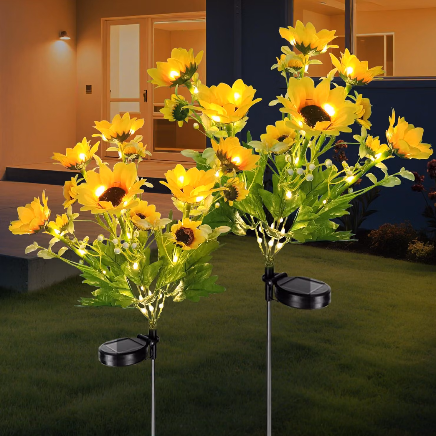 Lampade solari a forma di fiori, 9 pezzi, color viola, adatte per giardino e terrazza