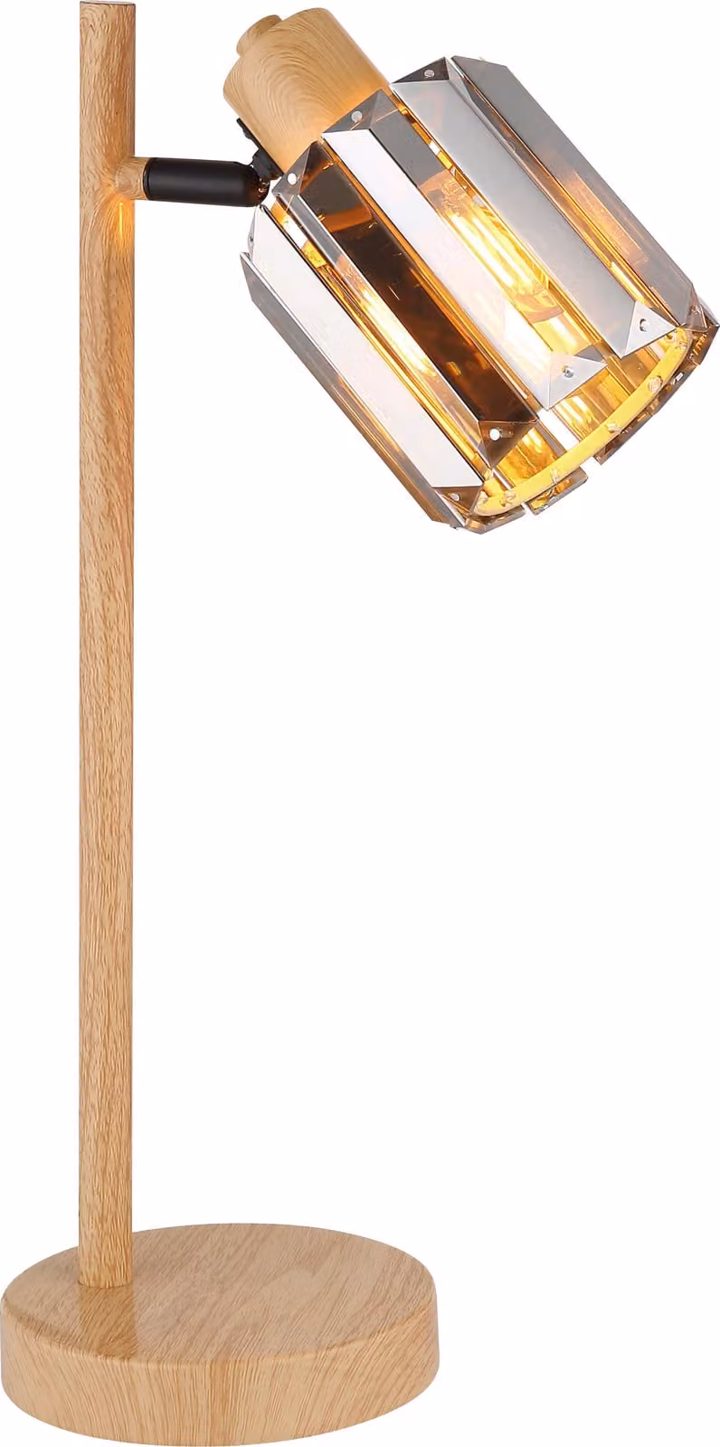 Lampada da tavolo, cristalli K5, effetto legno, color fumo, H 40 cm