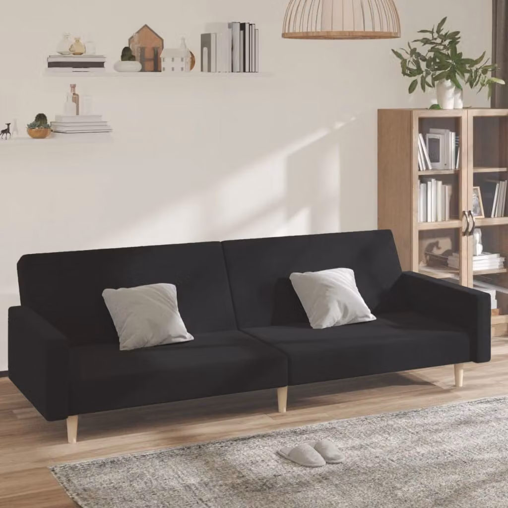 Maison Exclusive - Divano letto 2 posti, colore nero, rivestito in tessuto