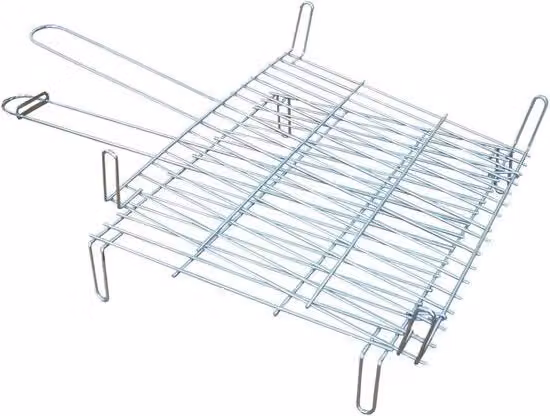 Griglia a doppia griglia - dimensioni 40x40 cm - per barbecue all'aperto
