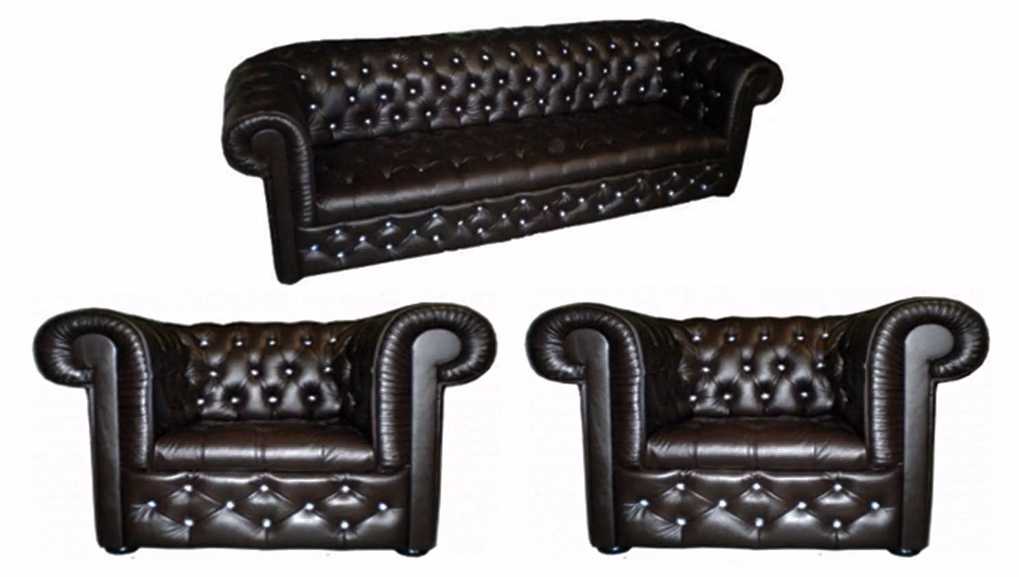 Designer Sofa Sofagarnitur 3+1+1 Sitzer Couch Polster Chesterfield Garnitur NAPO