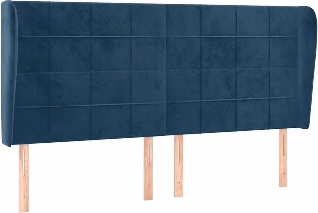 Testata del letto ad orecchio in velluto blu scuro L: 203 cm, P: 23 cm, H: 118/128 cm