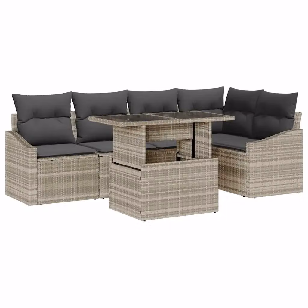 Set Divano da Giardino Moderno vidaXL a 6 Pezzi con Tavolino e Cuscini Grigio – 2